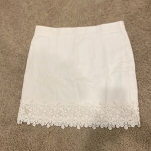Beautiful, never worn white JCrew Factory skirt with floral detailing